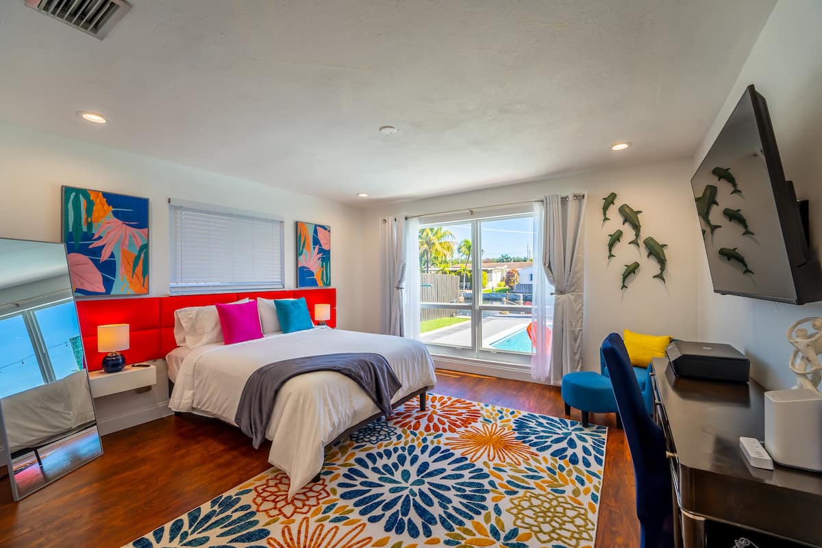 Bedroom three · Pool views